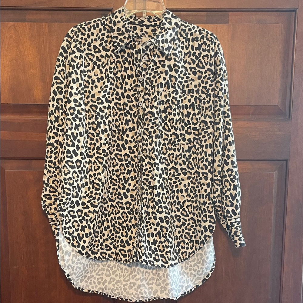 Maeve Bennet Leopard Print Buttondown Shirt